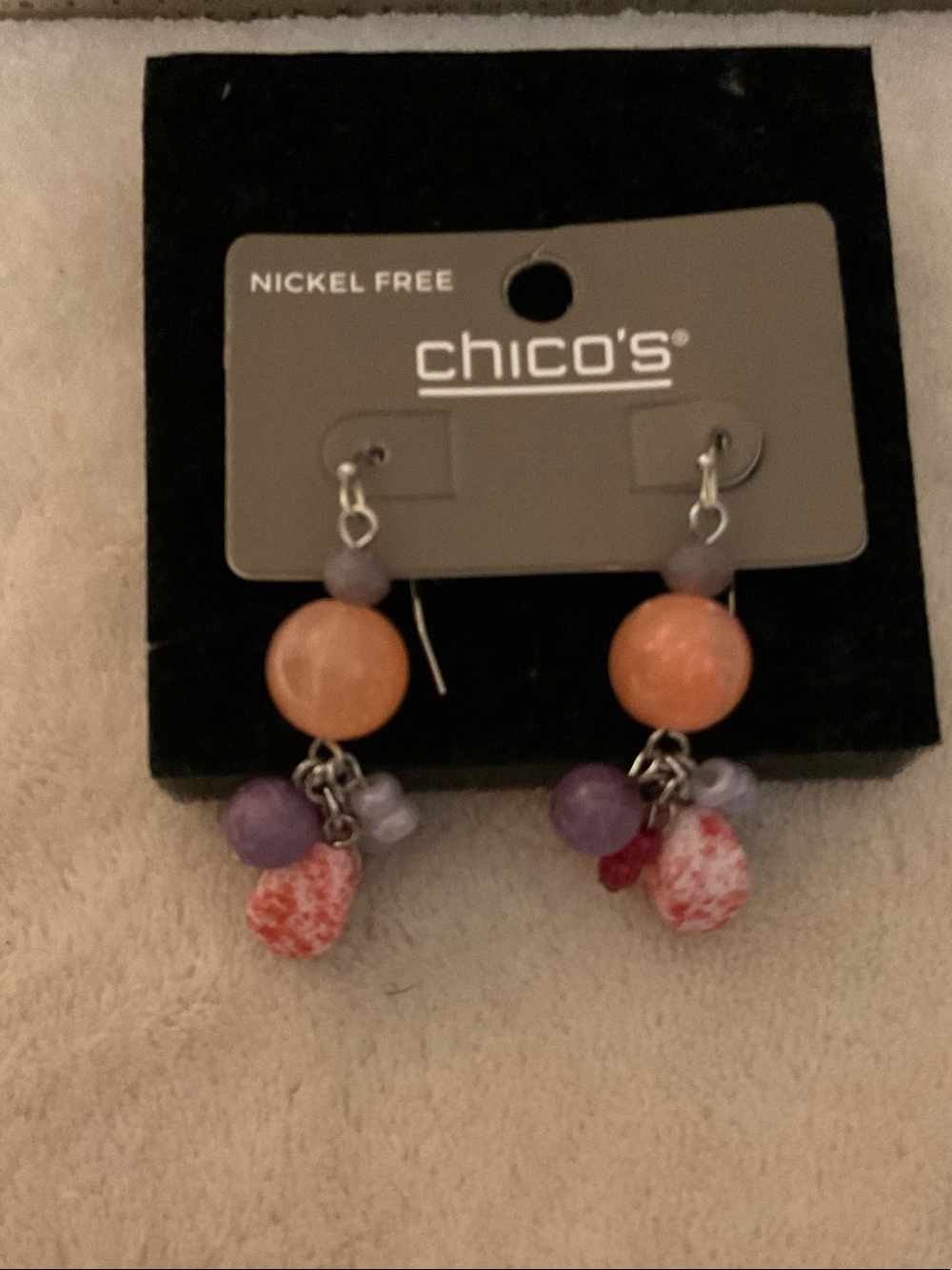Chico's Orange and Purple Beaded Dangle Earrings